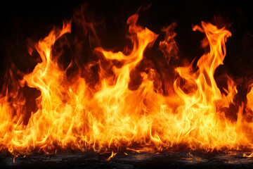 Burning flame isolated on a black background..