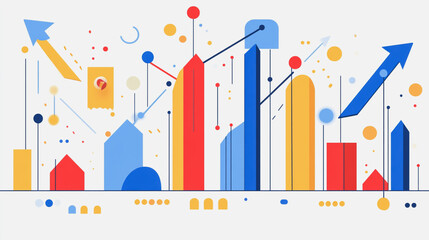 charts and graphs with statistics to innovative analyze business potential and forecast future development of companies growth.