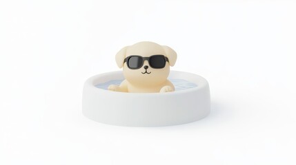 Obraz premium A dog is in a pool with sunglasses on
