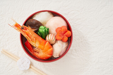 海老ののった豪華なお雑煮