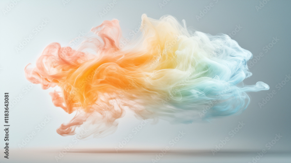 Poster abstract dream: a vibrant, ethereal cloud of color swirls and dances against a soft, light backdrop.