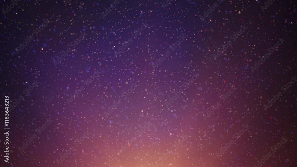 Poster loopable background - glittering particles and twinkling lights falling in an ethereal cosmic scene 
