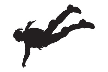 Sky diving silhouette vector illustration