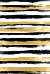 Abstract Gold and Black Horizontal Stripes Design