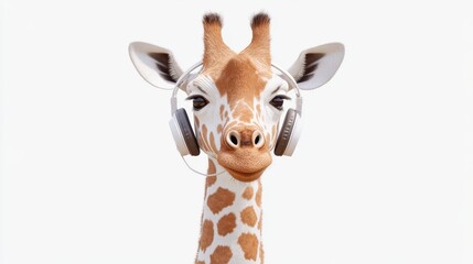 Obraz premium A giraffe wearing headphones