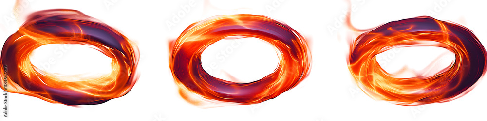 Poster fiery circular rings of intense orange and red flames creating an energetic and dynamic abstract bac