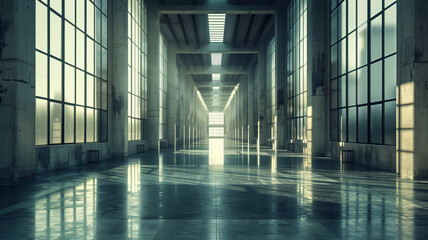 Modern Industrial Interior with Abundant Natural Light.