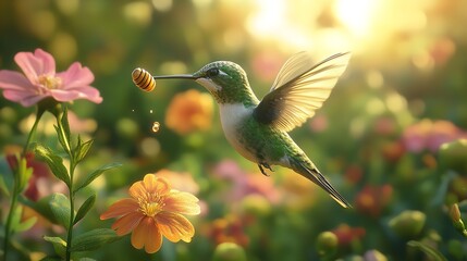 Naklejka premium a vivid photo of hummingbirds