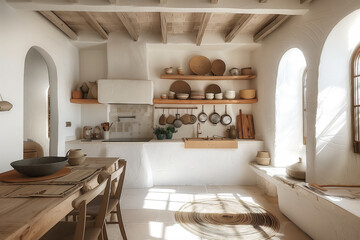 Bright and Airy Mediterranean Dining Interior Design.