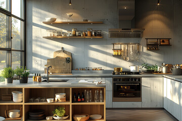 Modern Kitchen with Natural Light and Elegant Design.