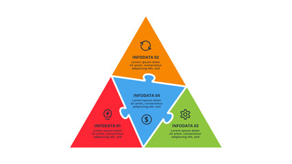 Puzzle infographic with 4 elements, presentations, vector illustration. Template for web