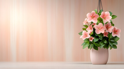 Fototapeta premium Beautiful Flower Planter Hanging Against a Wooden Wall 