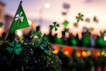 Vibrant green flags and shamrocks create festive atmosphere at s