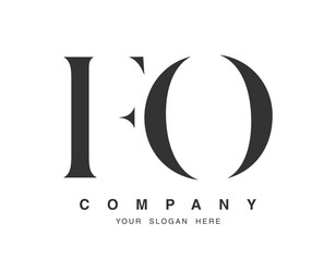 FO logo design. Initial letter f and o serif font style. Creative classic company name typography. Trendy logotype or identity.