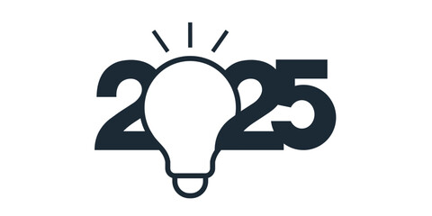 New idea 2025 year. Success, creativity, business. Vector illustration on a white background.