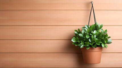 Beautiful Flower Planter Hanging Against a Wooden Wall 