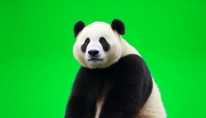 Obraz premium Adorable Giant Panda on Green Screen