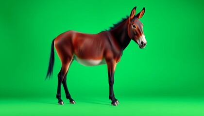 Obraz premium Brown Donkey on Green Screen Studio Shot