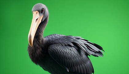 Obraz premium Close-up of Stork against Green Background