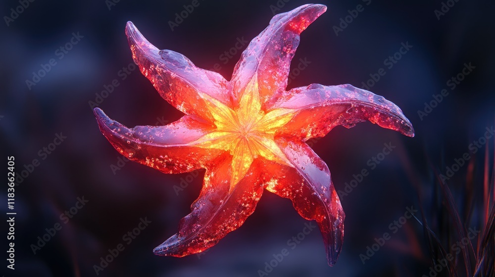 Wall mural glowing abstract flower in dark setting