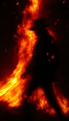 Fototapeta premium Fiery Figure in Burning Inferno Abstract Art Print