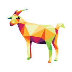 Obraz premium Colorful polygonal vector of goat animal. Goat Chinese zodiac in colorful abstract icon. Polygon Icon of Goat