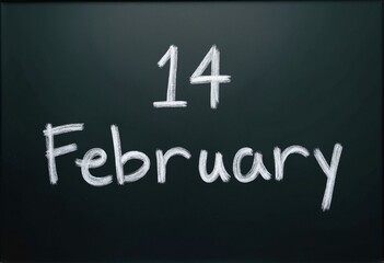 Obraz premium Close up Blackboard with word 14 February