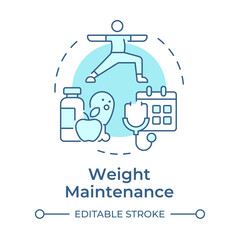 Weight maintenance soft blue concept icon. Healthy lifestyle. Nutrition management, schedule. Round shape line illustration. Abstract idea. Graphic design. Easy to use in infographic, presentation