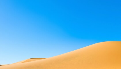 Golden Desert Dunes Under Vibrant Blue Sky Scenic View