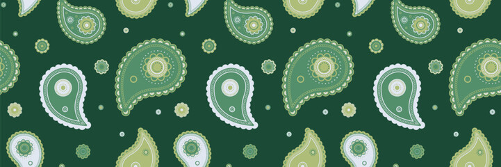 Elegant green and olive paisley pattern.  Perfect for textile design, wallpaper, or website backgrounds.  Subtle yet striking, this repeating design offers a sophisticated aesthetic.