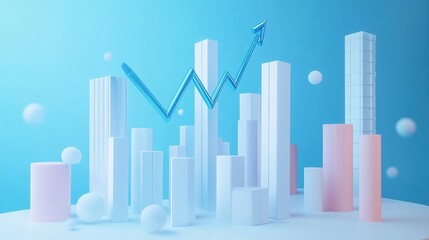 a vibrant financial business concept featuring colorful bar graphs and intricate data charts on a sleek office desk