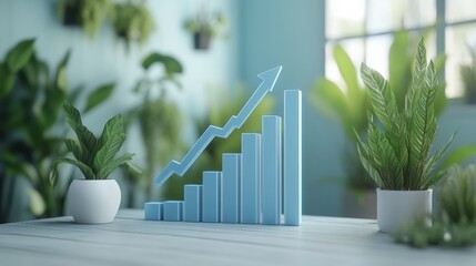 a vibrant financial business concept featuring colorful bar graphs and intricate data charts on a sleek office desk