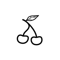 cherry with leaf, cherry fruit design, cherry fruit icon