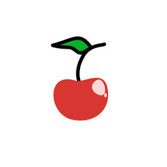 cherry with leaf, cherry fruit design, cherry fruit icon