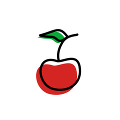 cherry with leaf, cherry fruit design, cherry fruit icon