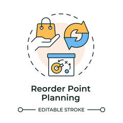 Reorder point planning multi color concept icon. Orders placement strategy. SAP consumption based regulation. Round shape line illustration. Abstract idea. Graphic design. Easy to use in article