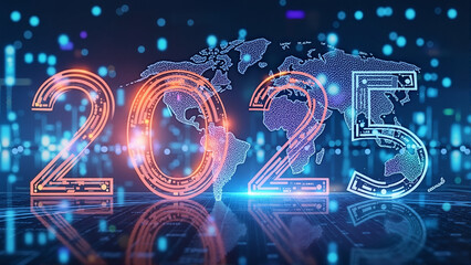 Fototapeta premium Step into the Future: Embrace Innovation and Growth with a Vision for 2025