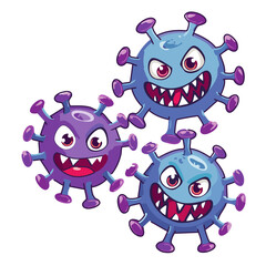 A cute and funny set of cartoon monster characters including aliens, pigs, and viruses, designed in a 3D vector style with a playful ,covid isolated ,HMPV virus,norovirus
