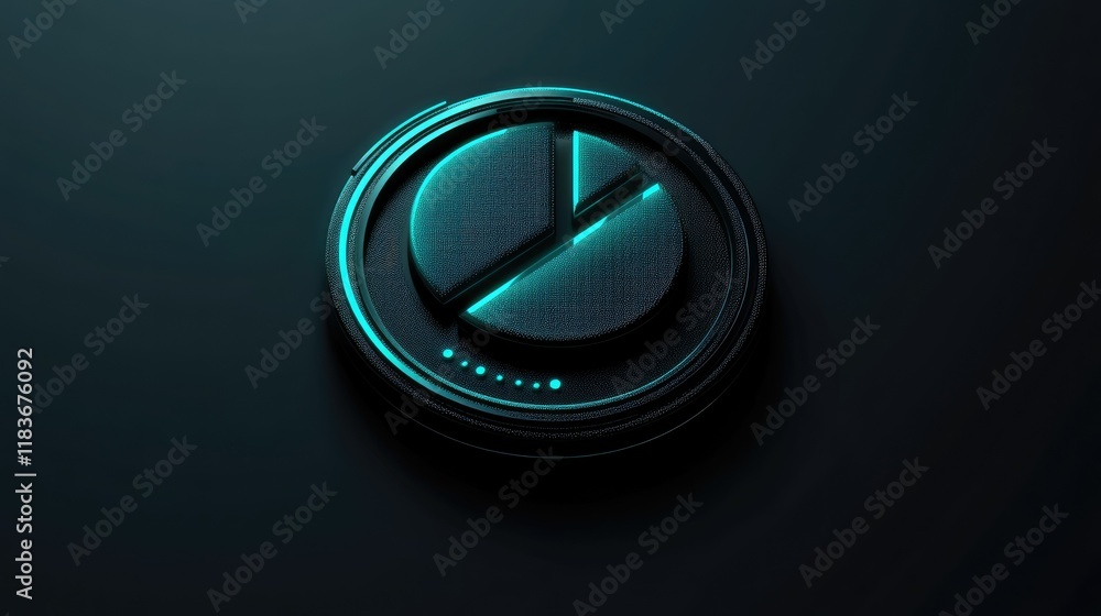 Poster glowing teal pie chart data visualization