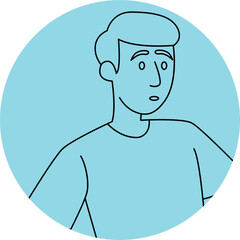 Flat Vector Illustration of a Man in Blue Circle Background
