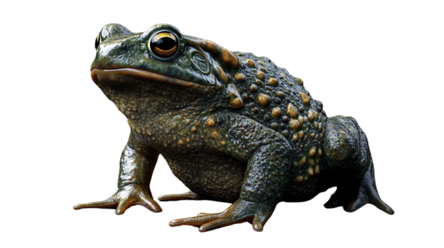 a 3D green toad isolated on a transparent background