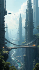 Fototapeta premium Futuristic, fantastic metropolis of the future