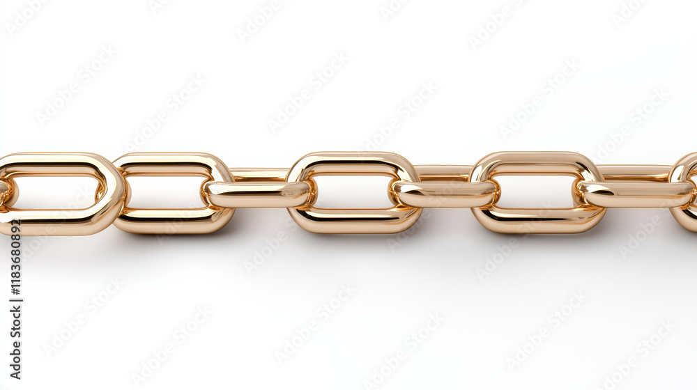 Poster high resolution image of 3d gold chain with unique links and shine