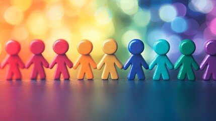 Unity in Diversity: Colorful Figures Holding Hands