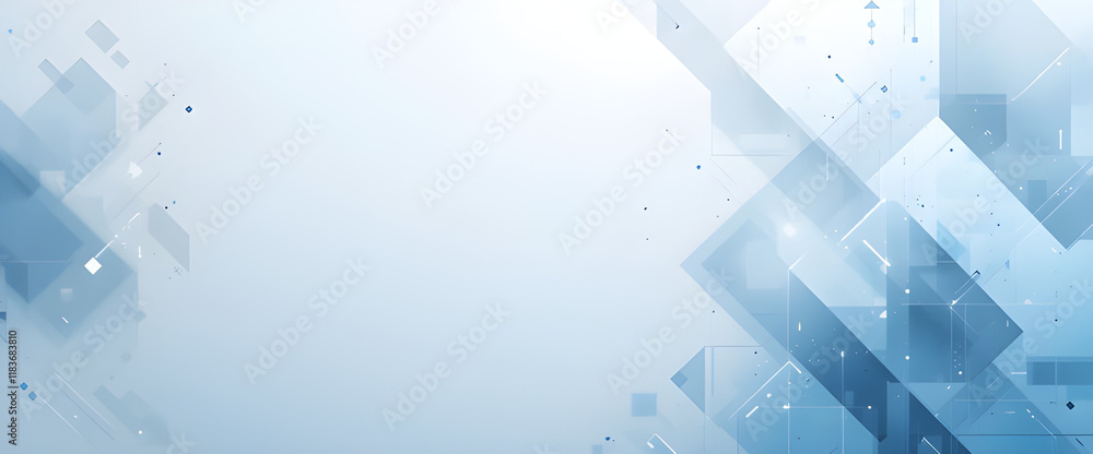 Poster abstract geometric design with layered shapes and soft gradients in blue tones