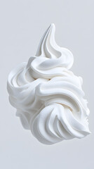 Fototapeta premium White whipped cream or ice cream swirl isolated on white background