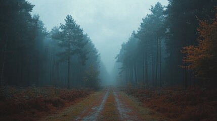 Fototapeta premium Forest Fire Smoke Effects on Countryside Environments. Cloudy skies blanket a rural forest, veiled by wisps of fire smoke