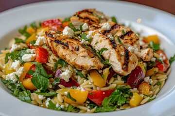 Chicken Orzo Salad with Peppers and Feta made at home