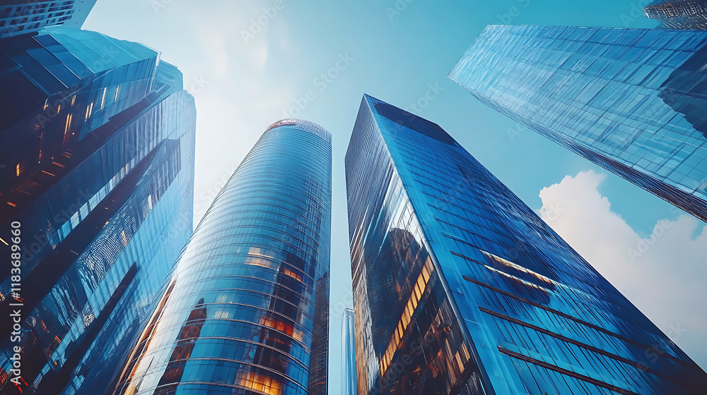 Aufkleber a business center was built in one of the districts of the metropolis, 3d rendering