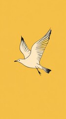 Elegant Line Drawing Of A Bird In Flight
